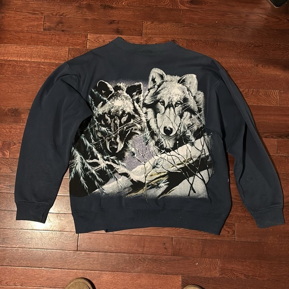 Vintage Hanes Alaska Wolf Graphic Men's Crewneck Sweater - Dark Gray Size: Large - Picture 4 of 4